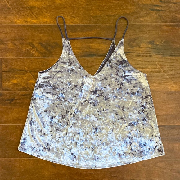 American Eagle - Crushed Velvet Swing Top - Grey / Silver - Small - Like New - Picture 1 of 4
